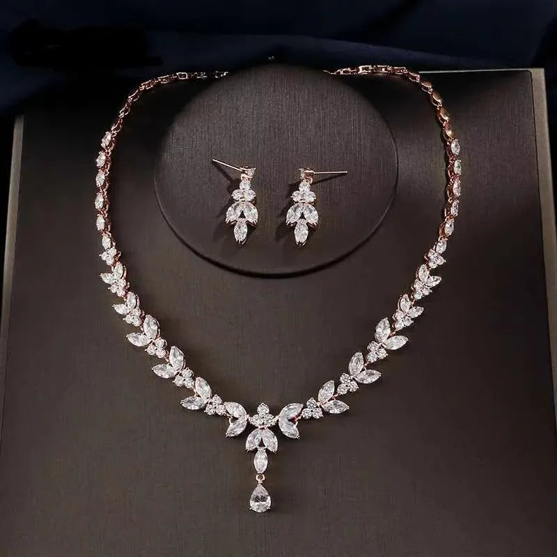 Luxury Zirconia Wedding Jewelry Set HighQuality Pendant Necklace & Earrings for Brides Perfect for Formal Events or Gift for Her