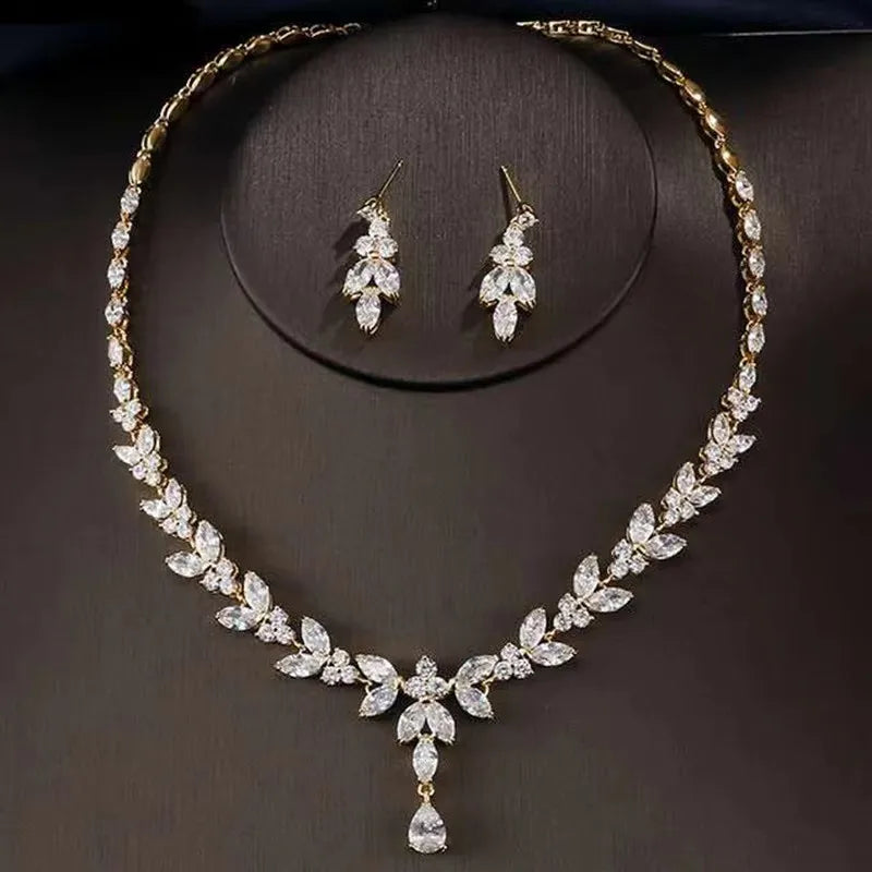 Luxury Zirconia Wedding Jewelry Set HighQuality Pendant Necklace & Earrings for Brides Perfect for Formal Events or Gift for Her