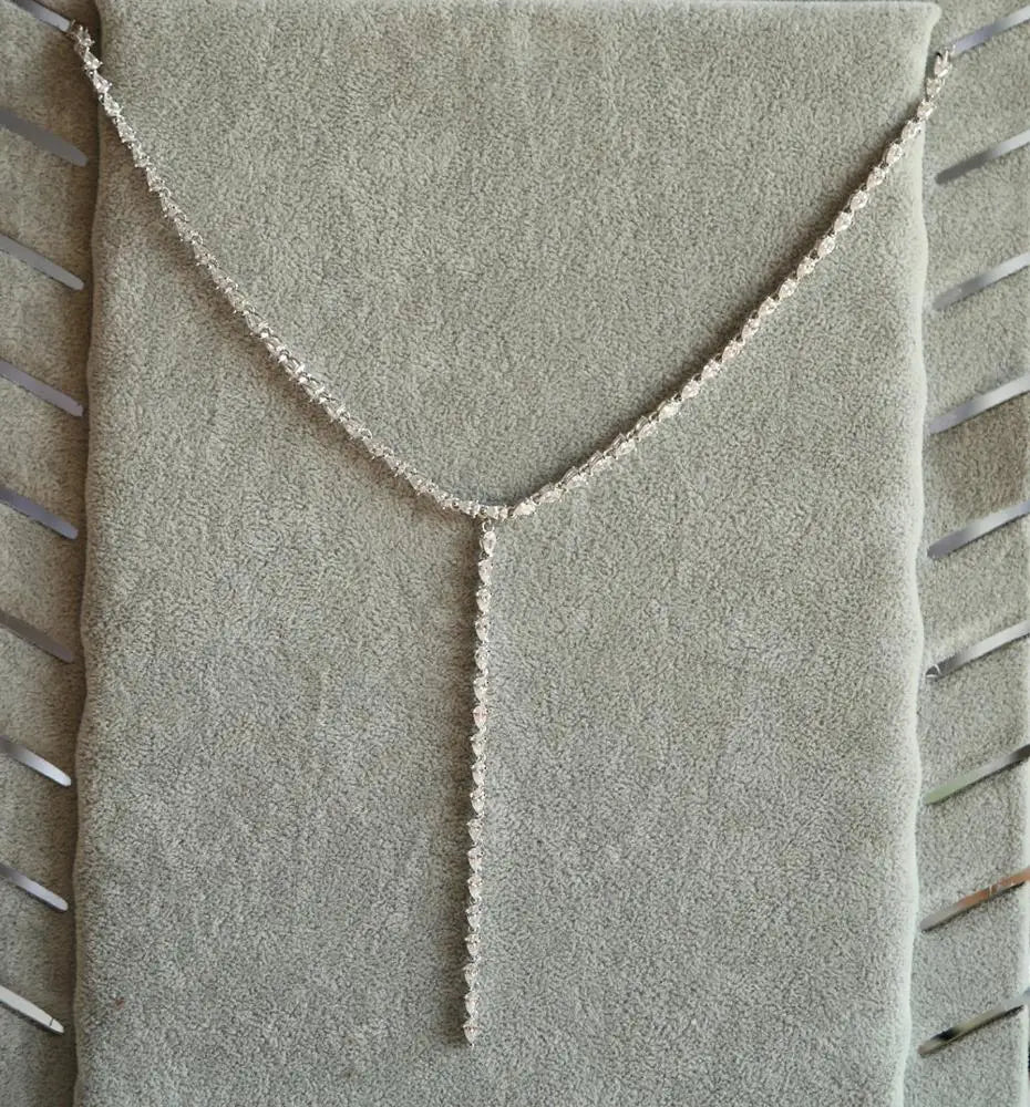 New Arrival Unique Sexy Tennis Chain Wedding Engagement Necklace 5A Tear Drop CZ Choker Luxury Long Lariat Y Bling Brass Jewelry