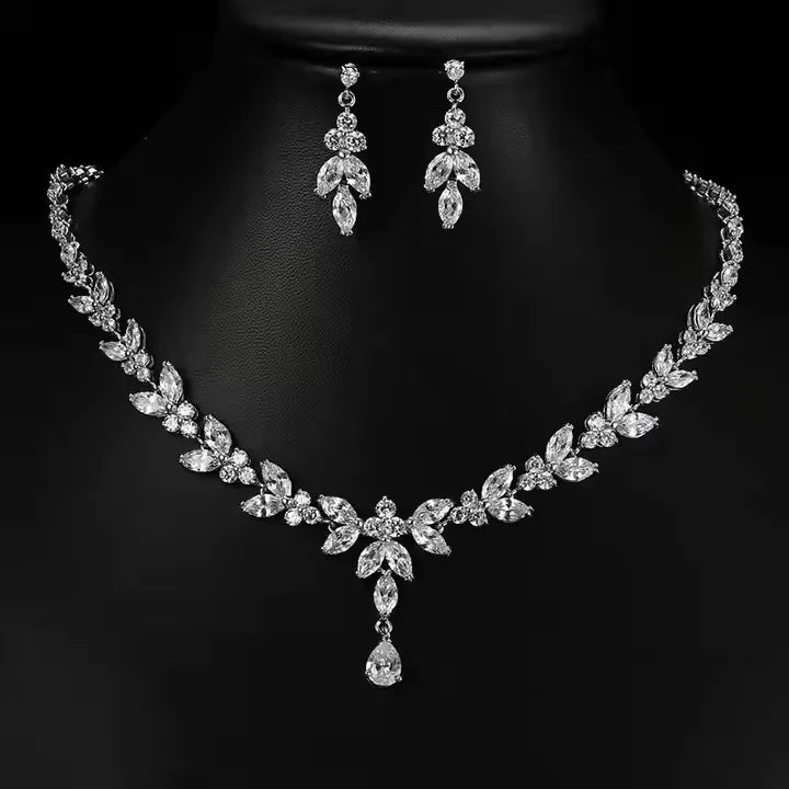 Luxury Zirconia Wedding Jewelry Set HighQuality Pendant Necklace & Earrings for Brides Perfect for Formal Events or Gift for Her