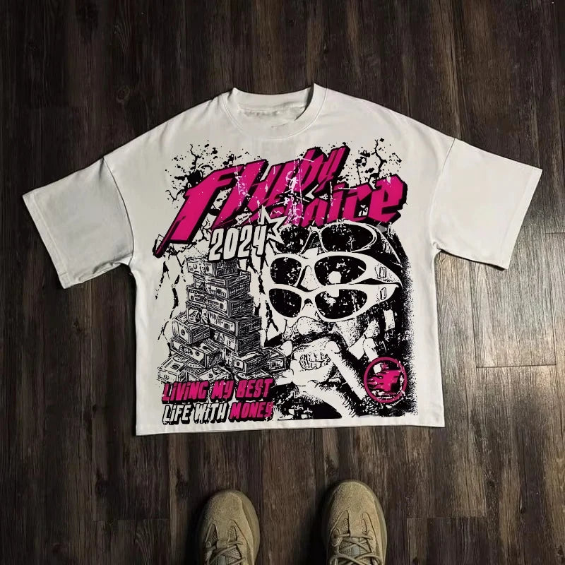 Graphic T-shirt Men Vintage Top Hip Hop Streetwear Oversized Tshirt Short Sleeve Casual Clothing Summer Fashion Trendy Tee