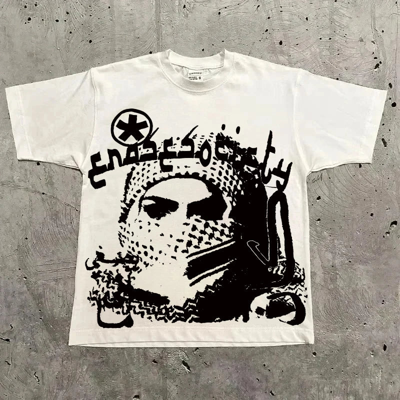 Graphic T-shirt Men Vintage Top Hip Hop Streetwear Oversized Tshirt Short Sleeve Casual Clothing Summer Fashion Trendy Tee