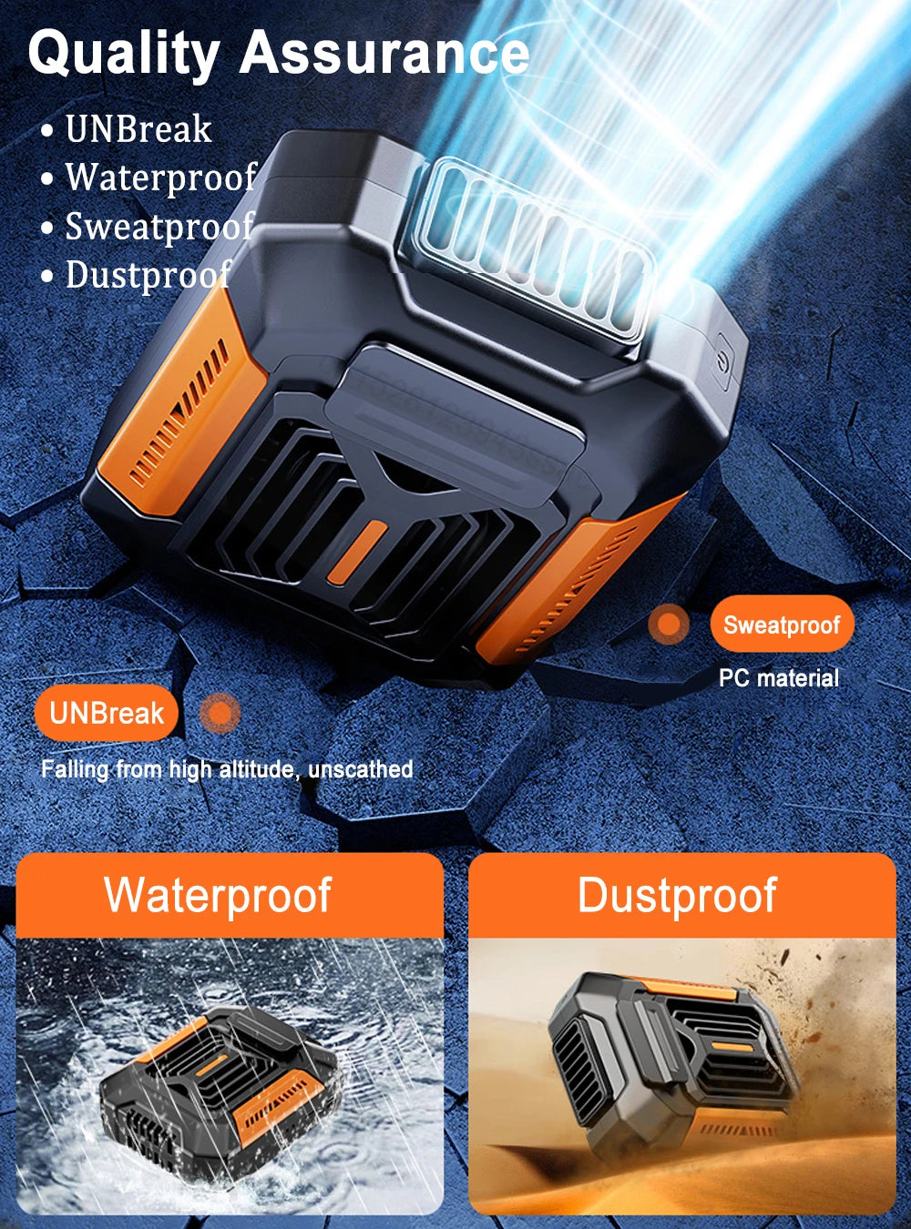 Portable Waist Fan Mini Rechargeable Portable Fan with 4000mAh Power Bank LED Lighting Wireless Fan for Sports Outdoor Working