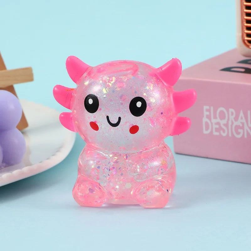 Axolotl Stress Balls Squishy Sensory Fidget Toys Stress Relief Malt Sugar Ball Cute Animal Squeeze Toys for Kids Birthday Gift