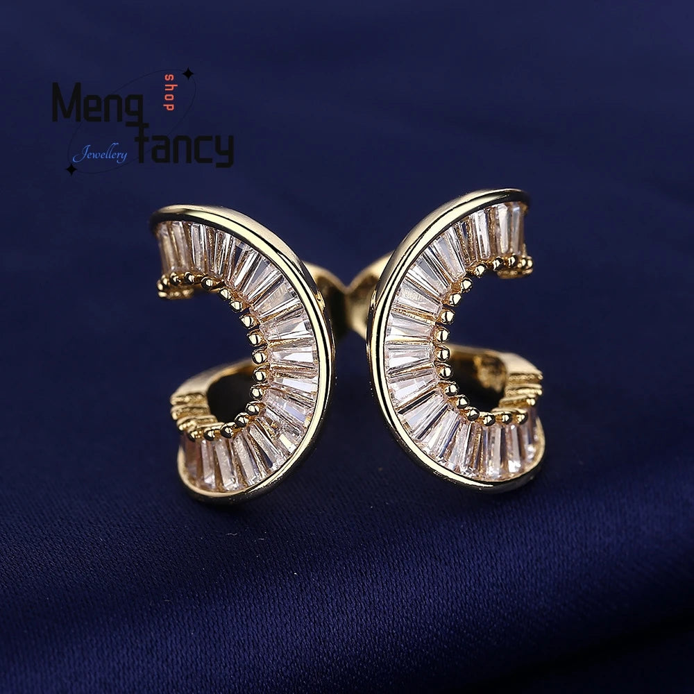 Ring Is A Fashionable And Versatile, Light Luxury Style Ring With 18K Gold And Diamond Cross Opening Fashion Jewelry Exquisite