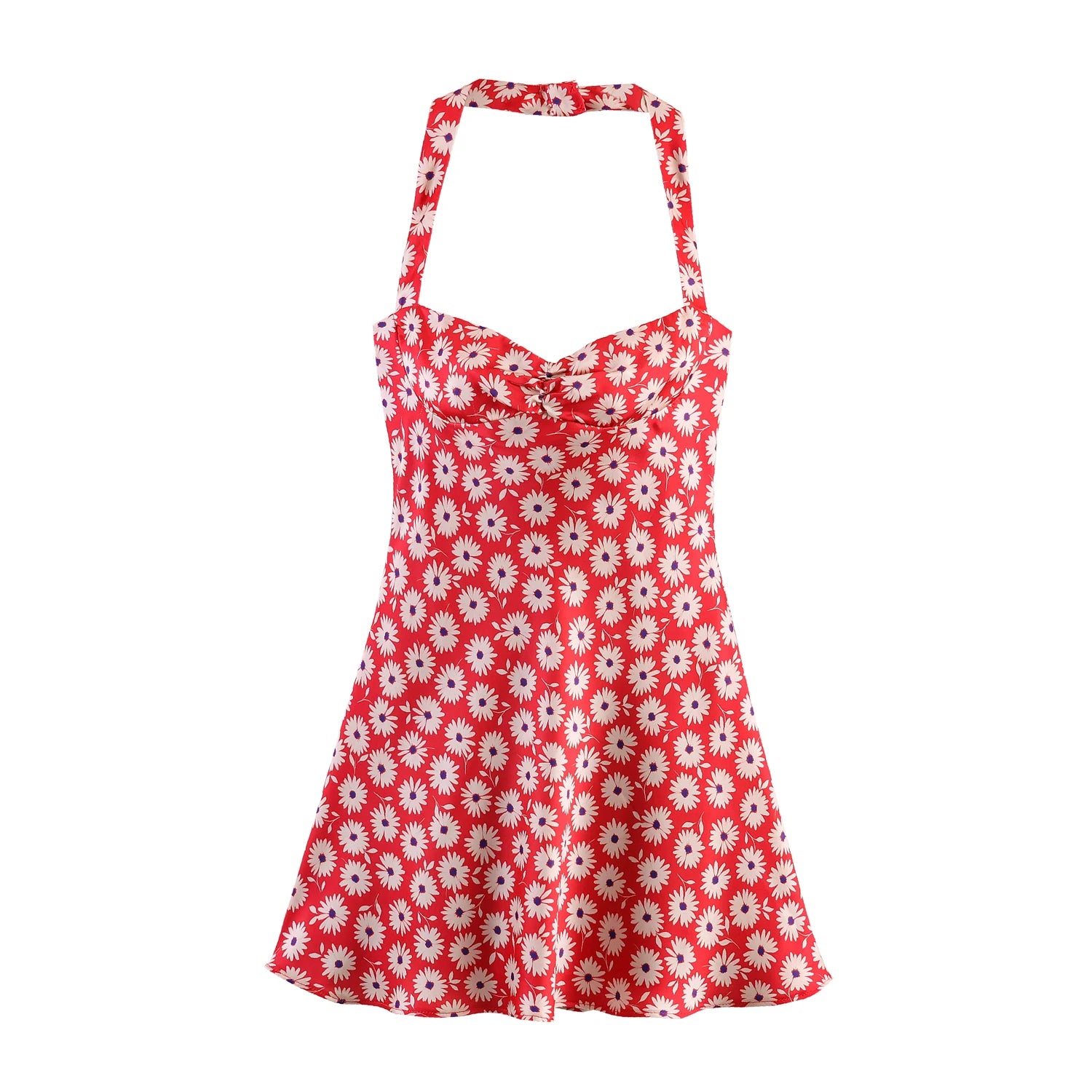 Women Floral Printed Sleeveless Strapless Mini Dresses Summer Female Hangle Neck A-Line Slim Sexy Dress Lady Chic Daily Vestidos