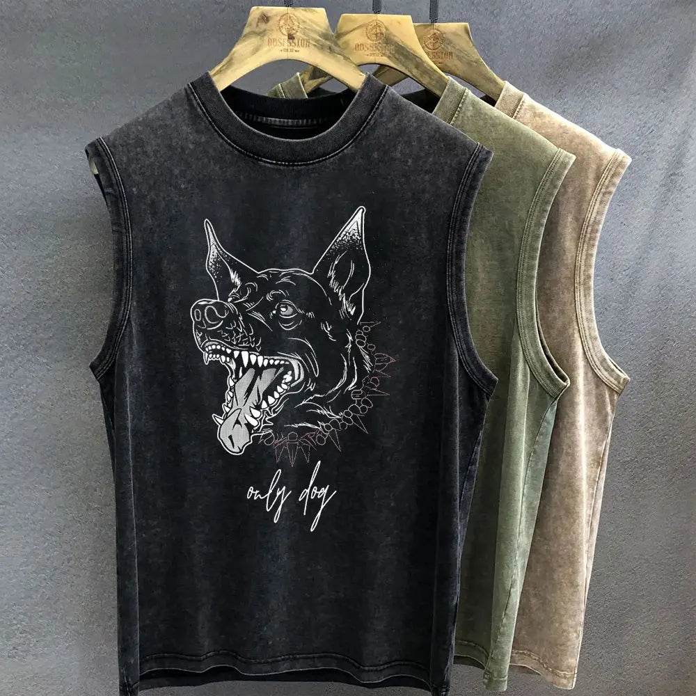 Gothic Graphic T Shirt for Men Vintage Washed Print Tank Tops Oversized Sleeveless Vest Woman Gym Y2k Clothes Streetwear Summer