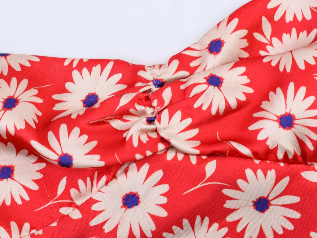 Women Floral Printed Sleeveless Strapless Mini Dresses Summer Female Hangle Neck A-Line Slim Sexy Dress Lady Chic Daily Vestidos