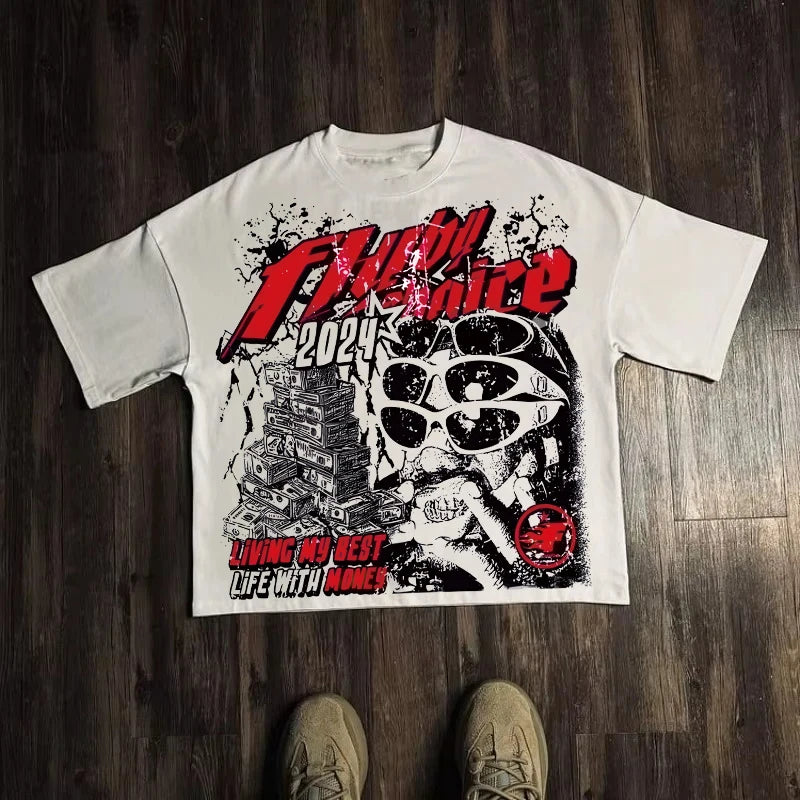 Graphic T-shirt Men Vintage Top Hip Hop Streetwear Oversized Tshirt Short Sleeve Casual Clothing Summer Fashion Trendy Tee