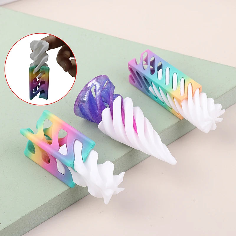 1 Piece Spiral Cone Decompression Toy 3D Printed Pyramid Impossible Pass-through Sculpture Square Pillar Helix Screw Fidget Toys