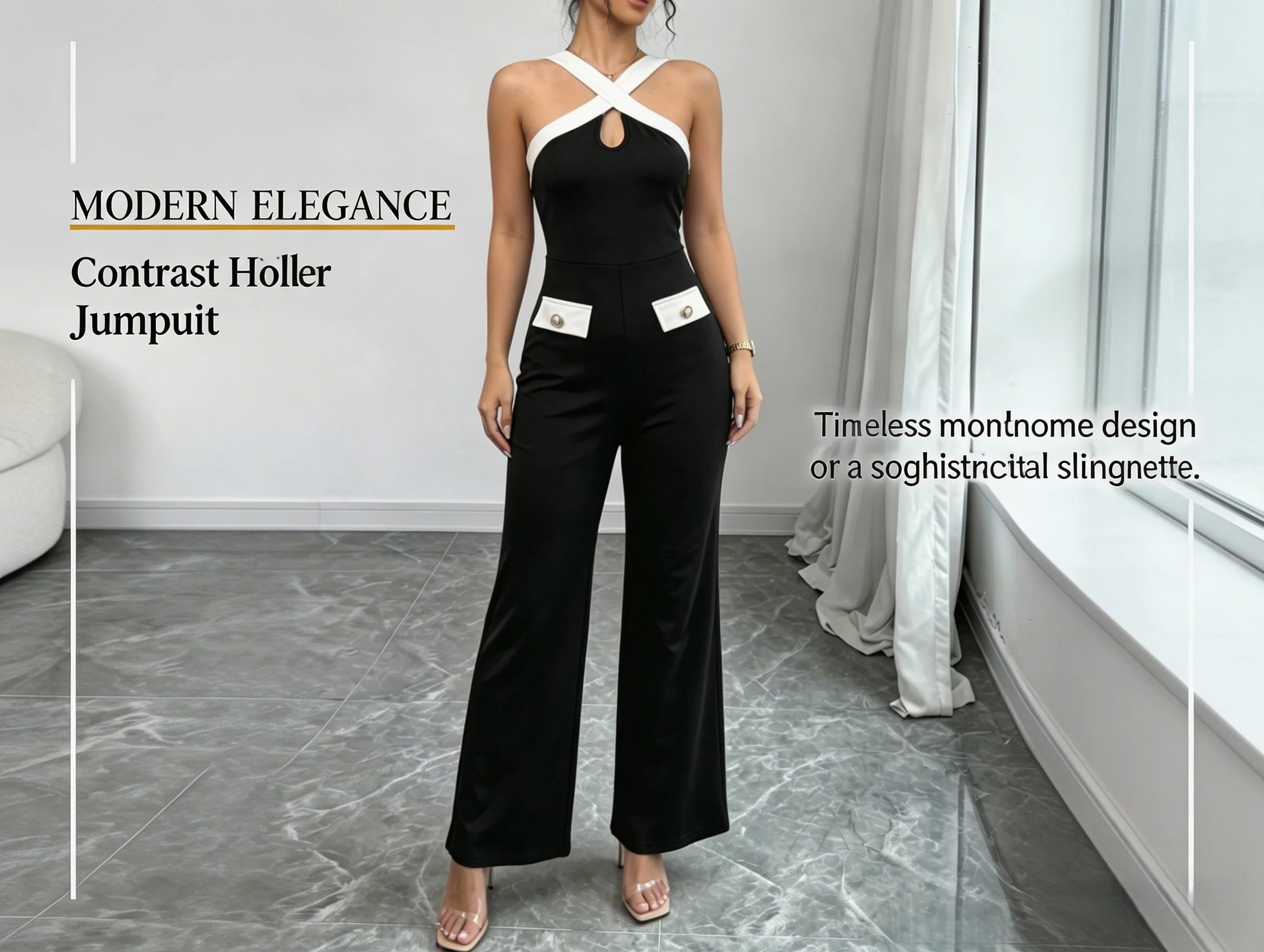 Women's Jumpsuit Crisscross Halter Neck Color-Block Design Wide Legs Pantsuit Casual Spring Summer Party Evening Formal Wear
