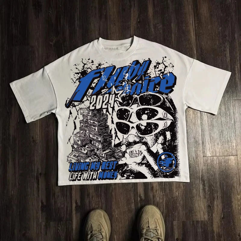 Graphic T-shirt Men Vintage Top Hip Hop Streetwear Oversized Tshirt Short Sleeve Casual Clothing Summer Fashion Trendy Tee