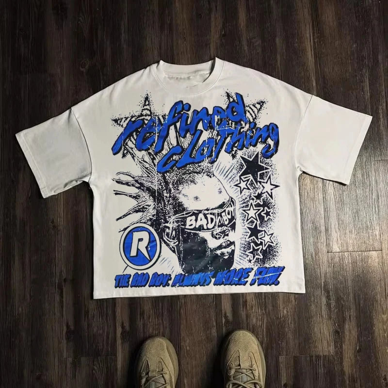 Graphic T-shirt Men Vintage Top Hip Hop Streetwear Oversized Tshirt Short Sleeve Casual Clothing Summer Fashion Trendy Tee