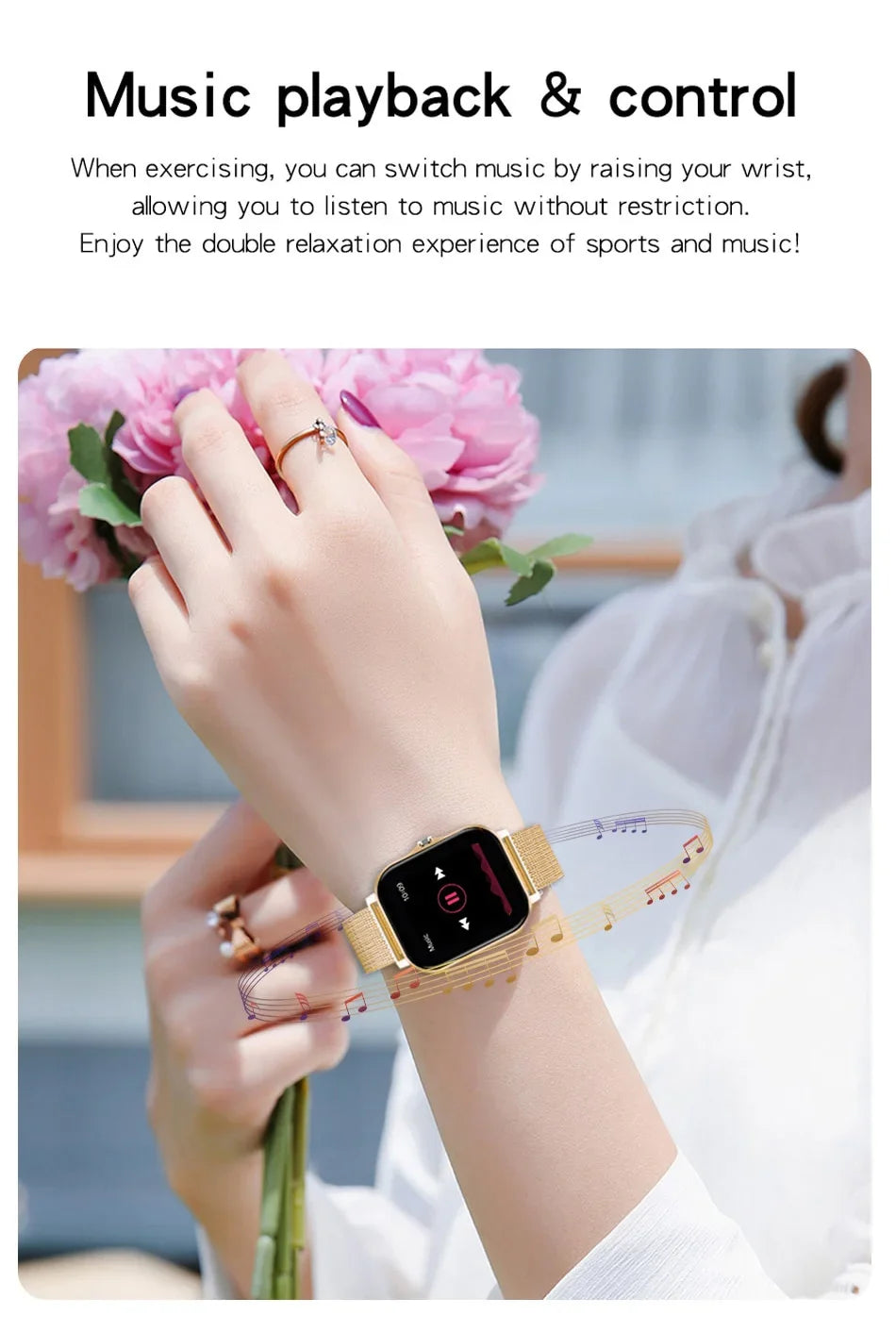 Smart watch for android phone.1.44 inch color screen full touch bluetooth call smart watch magnetic charging
