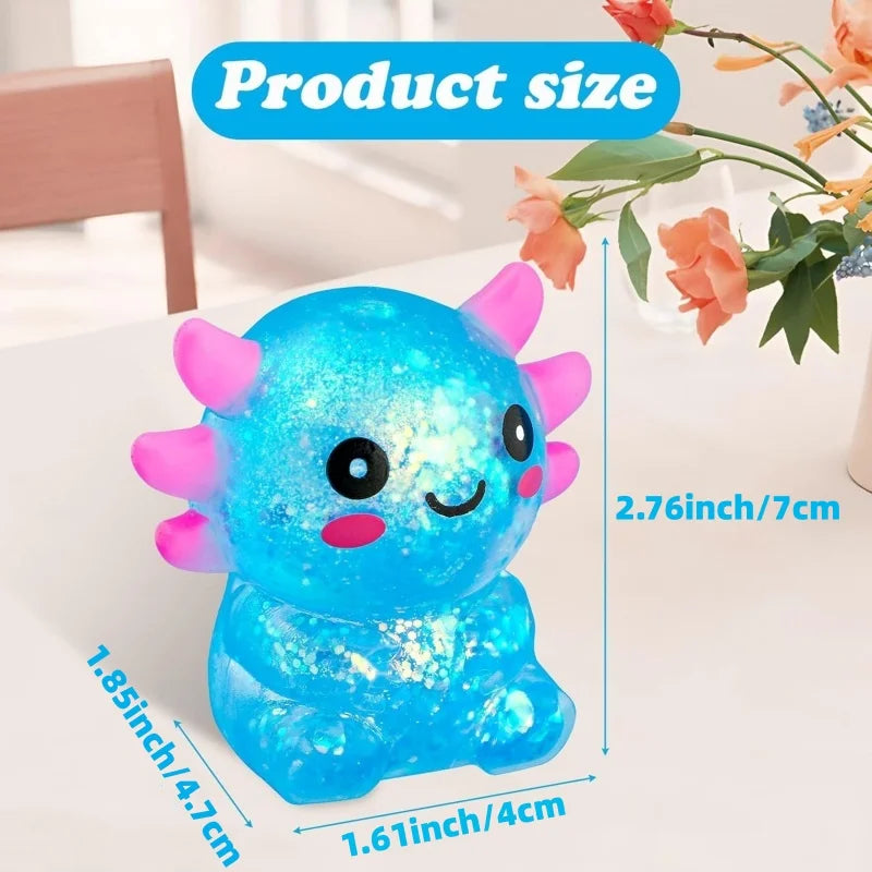 Axolotl Stress Balls Squishy Sensory Fidget Toys Stress Relief Malt Sugar Ball Cute Animal Squeeze Toys for Kids Birthday Gift