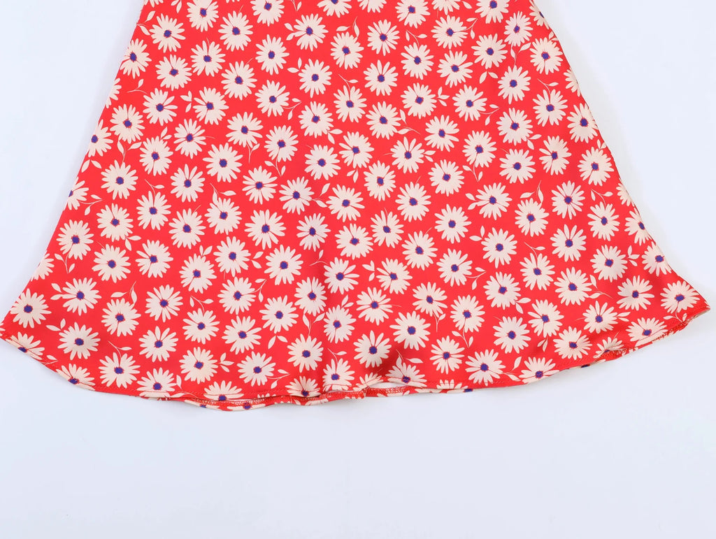 Women Floral Printed Sleeveless Strapless Mini Dresses Summer Female Hangle Neck A-Line Slim Sexy Dress Lady Chic Daily Vestidos