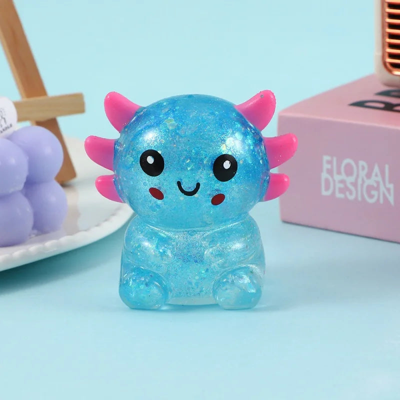 Axolotl Stress Balls Squishy Sensory Fidget Toys Stress Relief Malt Sugar Ball Cute Animal Squeeze Toys for Kids Birthday Gift
