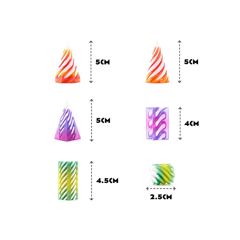 1 Piece Spiral Cone Decompression Toy 3D Printed Pyramid Impossible Pass-through Sculpture Square Pillar Helix Screw Fidget Toys