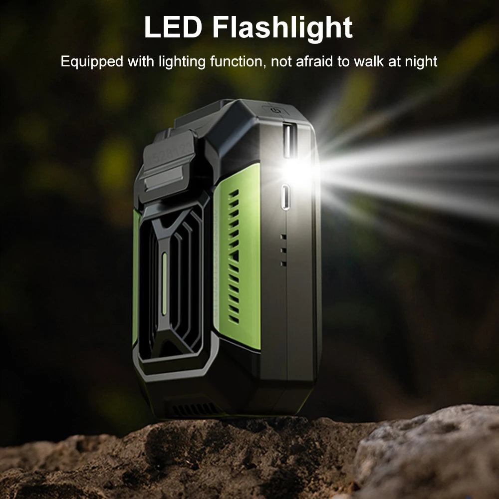 Portable Waist Fan Mini Rechargeable Portable Fan with 4000mAh Power Bank LED Lighting Wireless Fan for Sports Outdoor Working