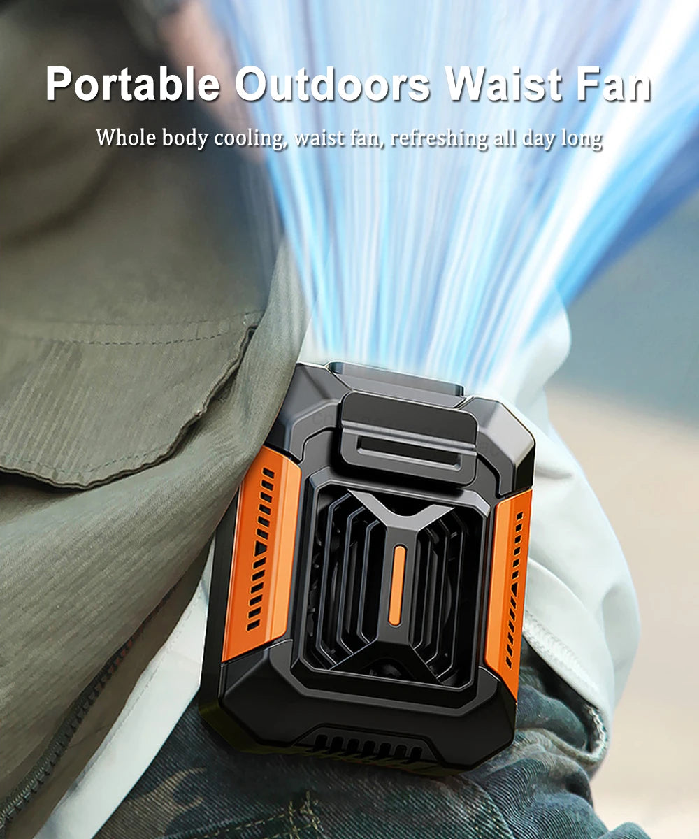 Portable Waist Fan Mini Rechargeable Portable Fan with 4000mAh Power Bank LED Lighting Wireless Fan for Sports Outdoor Working