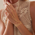 Multilayer Vintage Connected Finger Ring Bracelets for Women Handmade Thin Link Chain Bracelets Friendship Party Jewelry Gifts