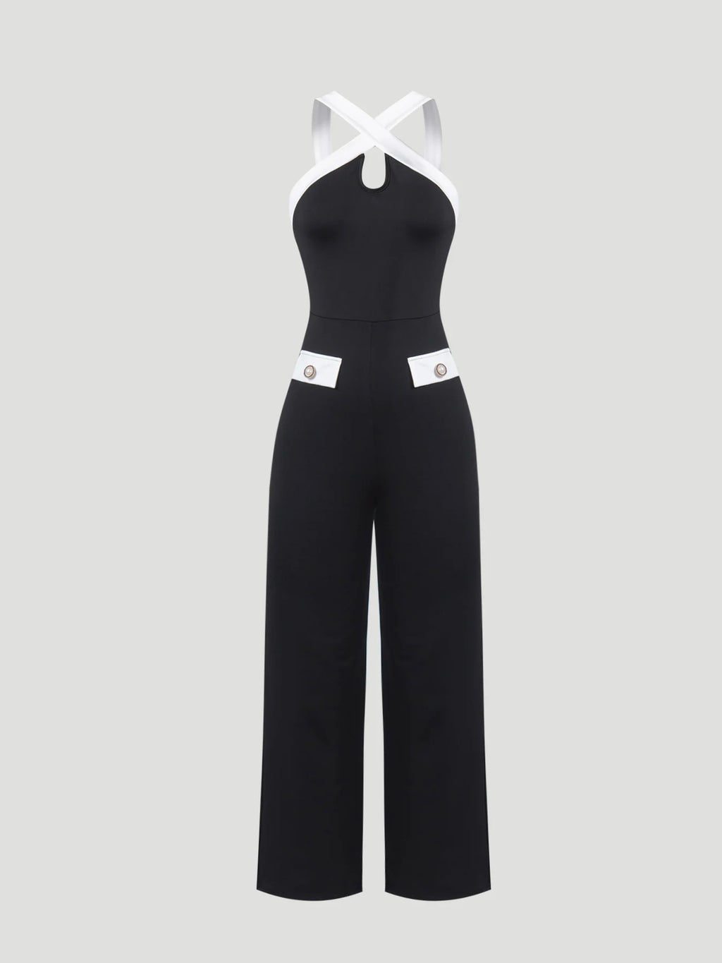 Women's Jumpsuit Crisscross Halter Neck Color-Block Design Wide Legs Pantsuit Casual Spring Summer Party Evening Formal Wear