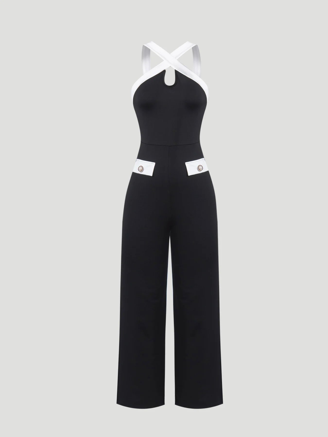 Women's Jumpsuit Crisscross Halter Neck Color-Block Design Wide Legs Pantsuit Casual Spring Summer Party Evening Formal Wear
