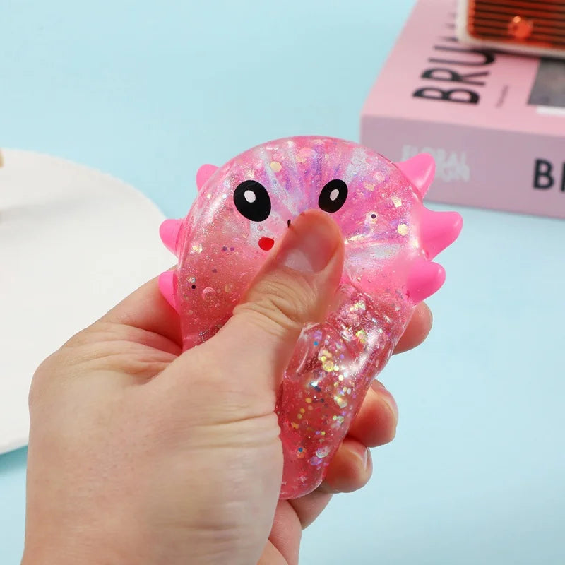 Axolotl Stress Balls Squishy Sensory Fidget Toys Stress Relief Malt Sugar Ball Cute Animal Squeeze Toys for Kids Birthday Gift