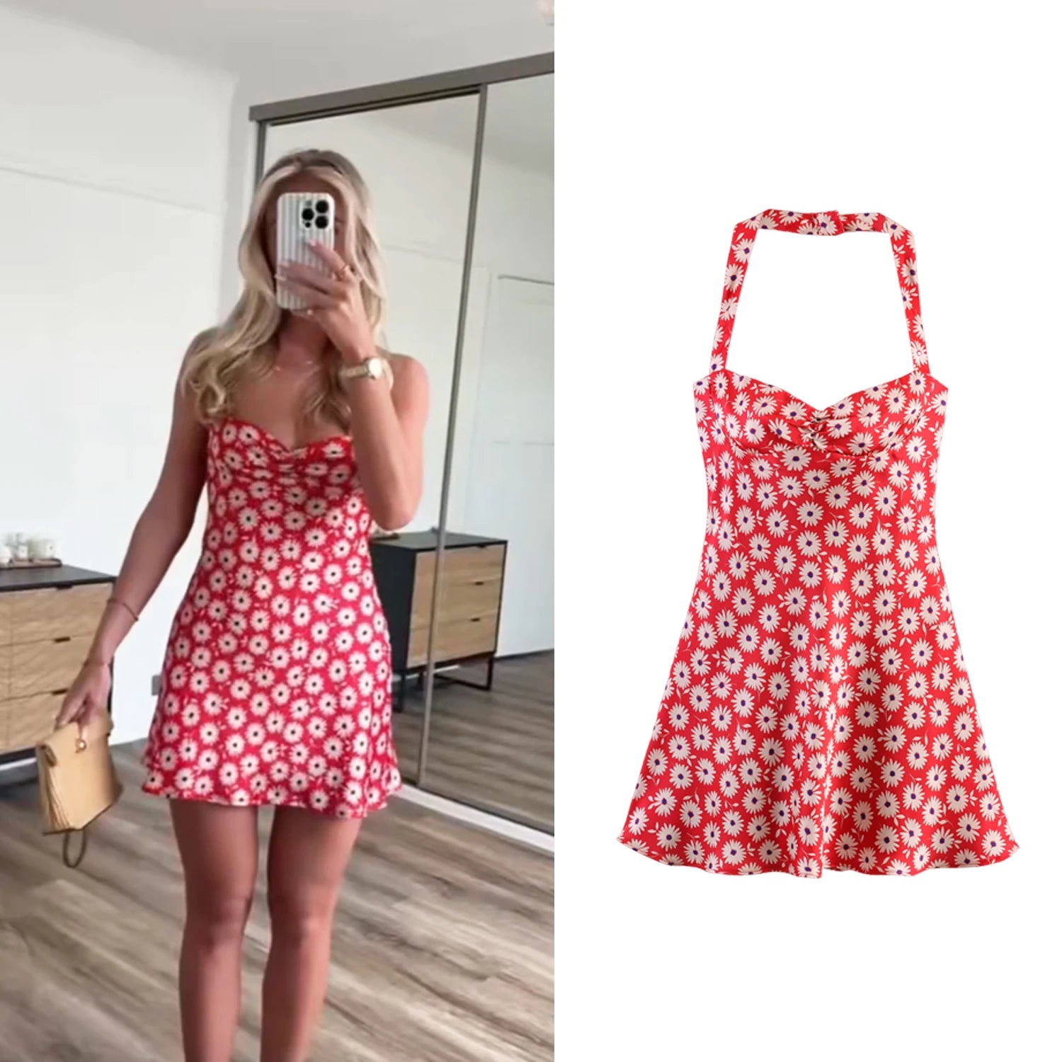 Women Floral Printed Sleeveless Strapless Mini Dresses Summer Female Hangle Neck A-Line Slim Sexy Dress Lady Chic Daily Vestidos