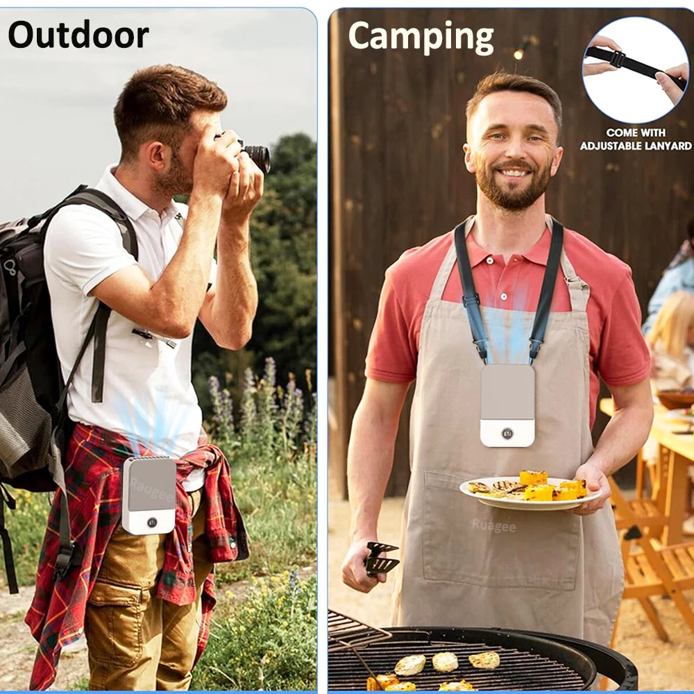Waist Fan Portable Wearable Hanging Neck Fan USB Rechargeable Air Circulation Fan 3 Wind Speed Outdoor Bladeless Waist Clip Fan