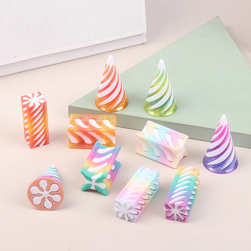 1 Piece Spiral Cone Decompression Toy 3D Printed Pyramid Impossible Pass-through Sculpture Square Pillar Helix Screw Fidget Toys