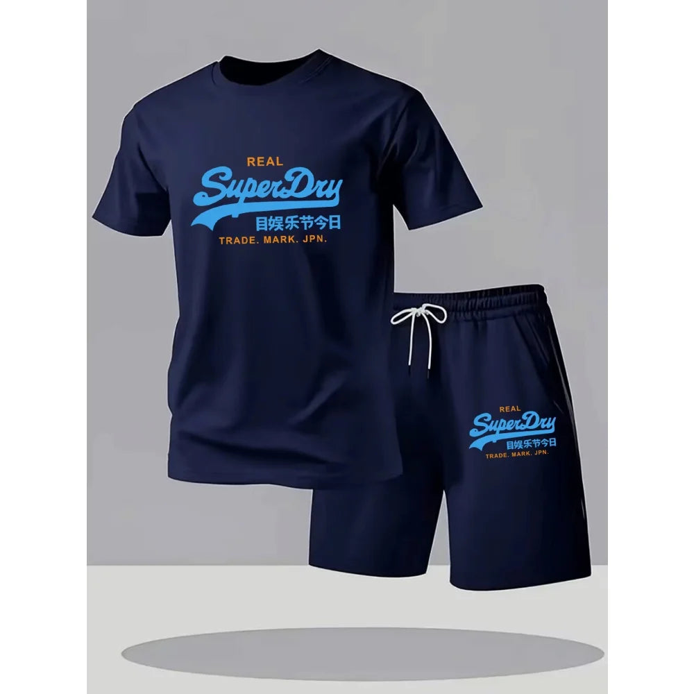Men Sets 2026 Summer Men Clothing Casual Tshirt +Short Two-piece Oversize Men's Short Sleeve Breathable Sports Suit 2-piece Set