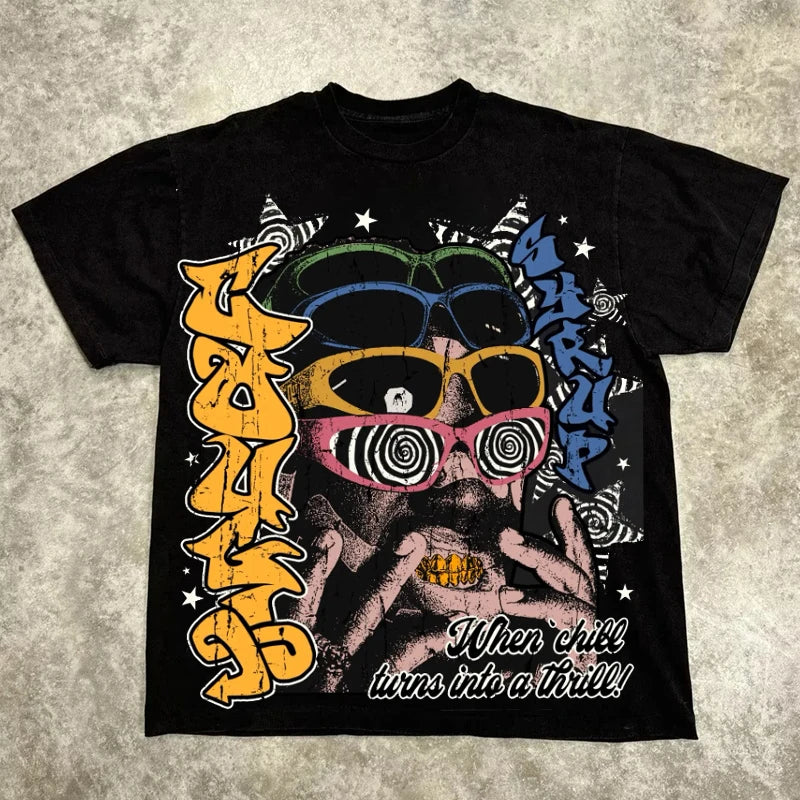Graphic T-shirt Men Vintage Top Hip Hop Streetwear Oversized Tshirt Short Sleeve Casual Clothing Summer Fashion Trendy Tee