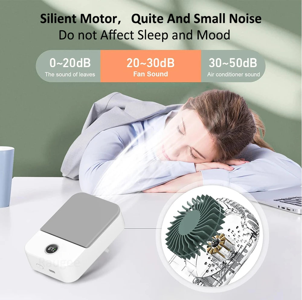 Waist Fan Portable Wearable Hanging Neck Fan USB Rechargeable Air Circulation Fan 3 Wind Speed Outdoor Bladeless Waist Clip Fan