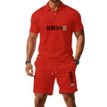 Men's Summer Casual Fashion T-Shirt Set - Men's Shorts Set, Slim Fit, Retro Money Style Collar Design