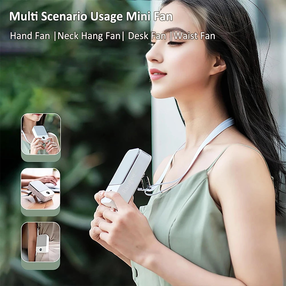 Waist Fan Portable Wearable Hanging Neck Fan USB Rechargeable Air Circulation Fan 3 Wind Speed Outdoor Bladeless Waist Clip Fan