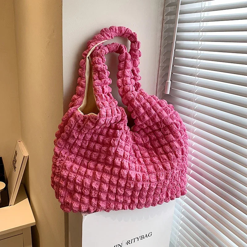 Yogodlns Summer Pleated Cloud Bag Female Candy Color Large Capacity Shoulder Bag Handbags Shopping Girls Pouch Tote Bolsas