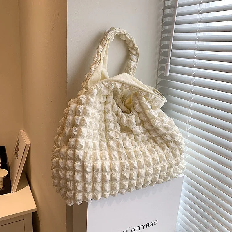 Yogodlns Summer Pleated Cloud Bag Female Candy Color Large Capacity Shoulder Bag Handbags Shopping Girls Pouch Tote Bolsas