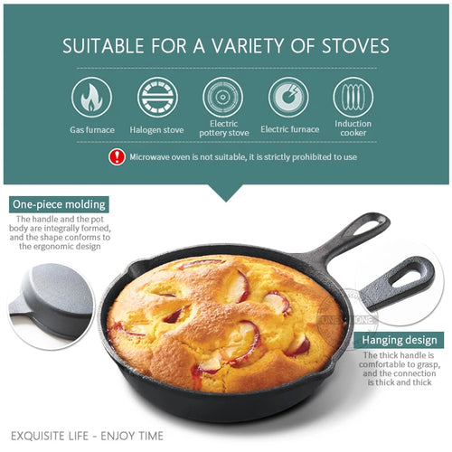 14/16/20cm Cast Iron Frying Pan,Non-stick Skillet Kitchen Fry Pot,Breakfast Pan Omelette  pancake pan,Induction Cooking Cookware