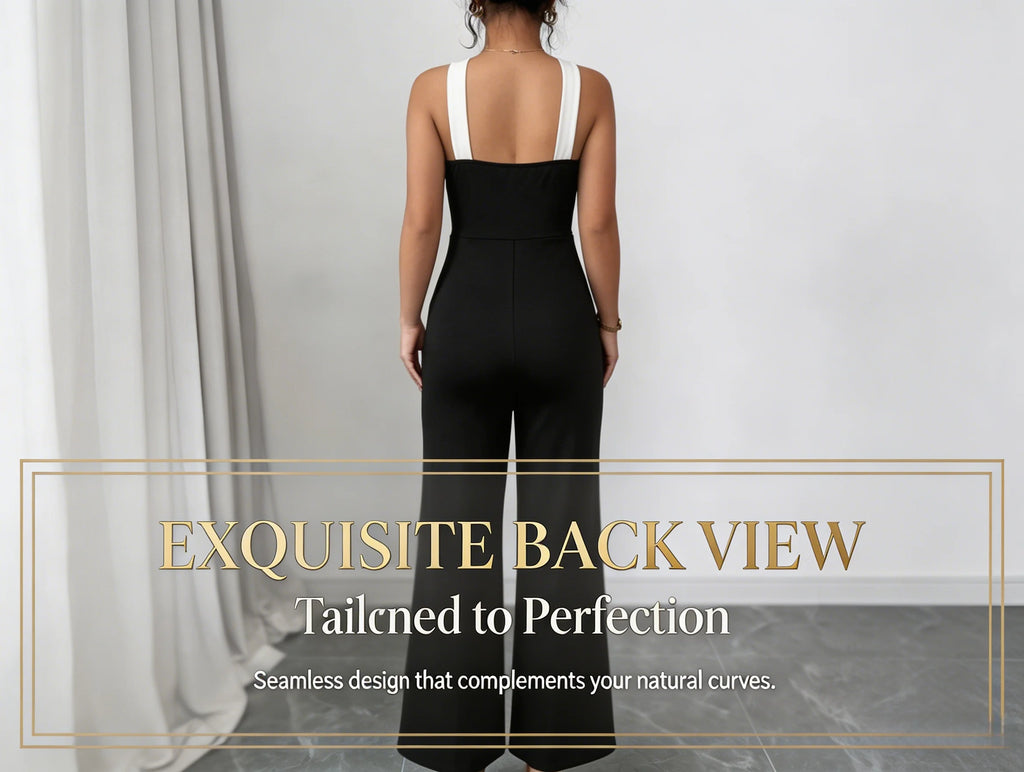 Women's Jumpsuit Crisscross Halter Neck Color-Block Design Wide Legs Pantsuit Casual Spring Summer Party Evening Formal Wear