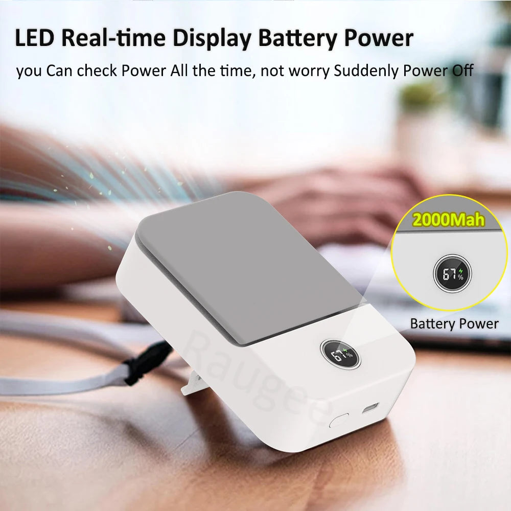 Waist Fan Portable Wearable Hanging Neck Fan USB Rechargeable Air Circulation Fan 3 Wind Speed Outdoor Bladeless Waist Clip Fan