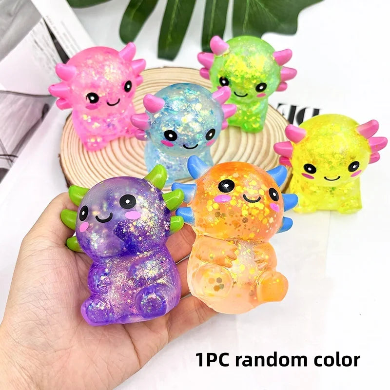 Axolotl Stress Balls Squishy Sensory Fidget Toys Stress Relief Malt Sugar Ball Cute Animal Squeeze Toys for Kids Birthday Gift