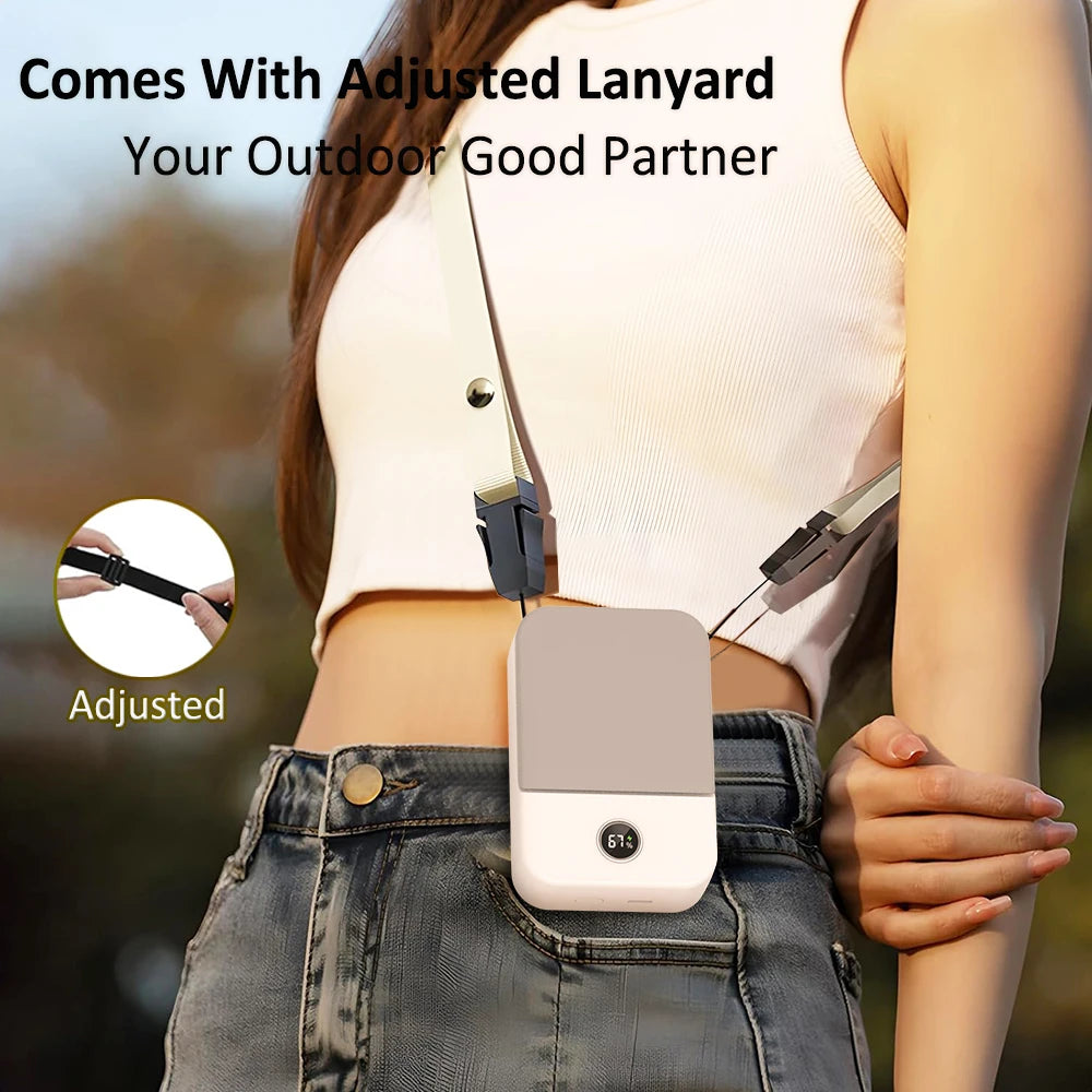 Waist Fan Portable Wearable Hanging Neck Fan USB Rechargeable Air Circulation Fan 3 Wind Speed Outdoor Bladeless Waist Clip Fan
