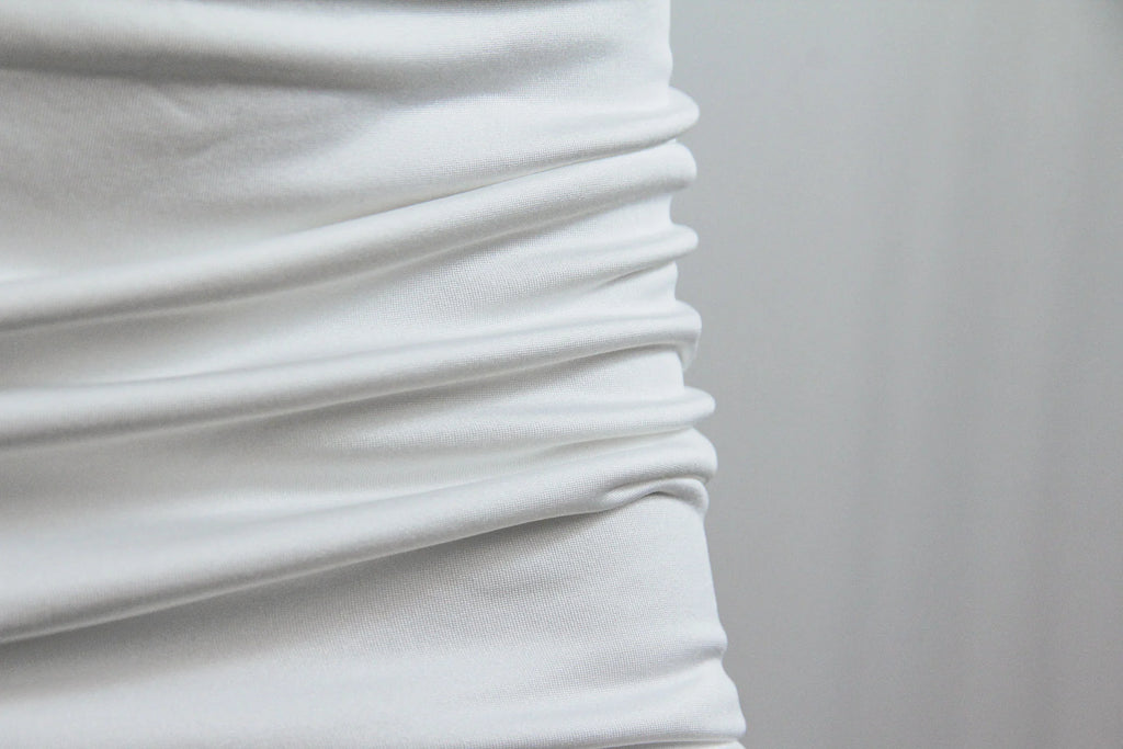 Kesiachiccly Double Layers Ruched Bodycon Dress Women Halter Bandage Mini Dress Summer White Skinny Stretchy Party Vestidos