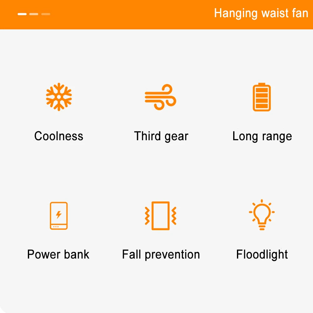Portable Waist Fan Mini Rechargeable Portable Fan with 4000mAh Power Bank LED Lighting Wireless Fan for Sports Outdoor Working