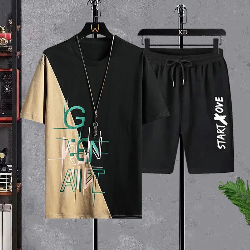 Men's T-shirt Sets Fashion Casual tracksuit men Tee Beach Shorts Sets Summer Harajuku Male Streetwear Leisure Tops men Clothes