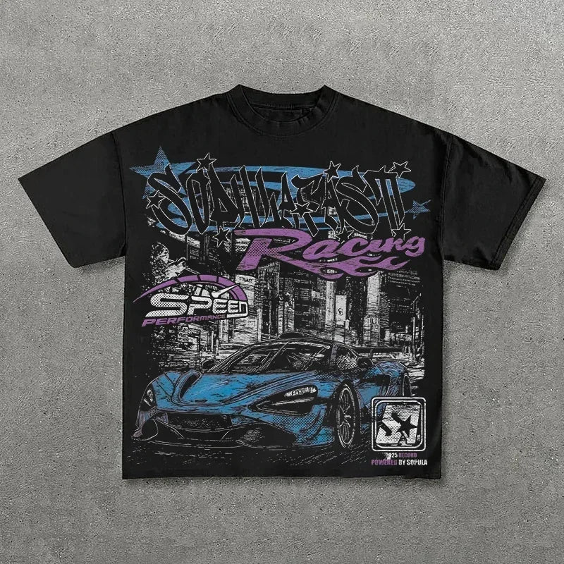 Graphic T-shirt Men Vintage Top Hip Hop Streetwear Oversized Tshirt Short Sleeve Casual Clothing Summer Fashion Trendy Tee