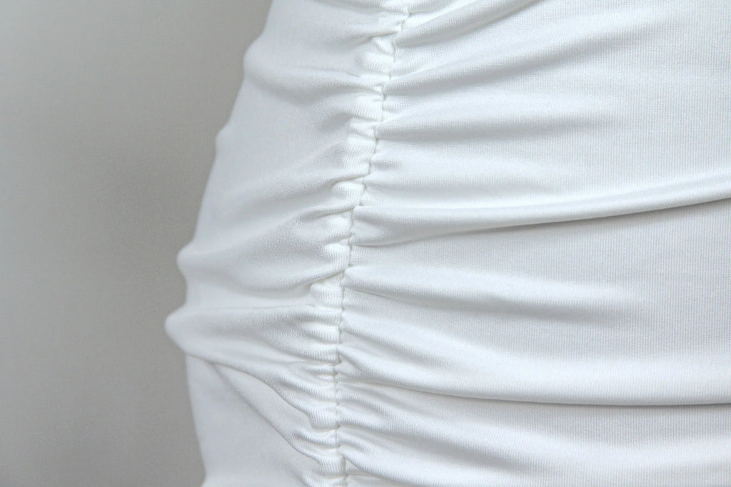 Kesiachiccly Double Layers Ruched Bodycon Dress Women Halter Bandage Mini Dress Summer White Skinny Stretchy Party Vestidos